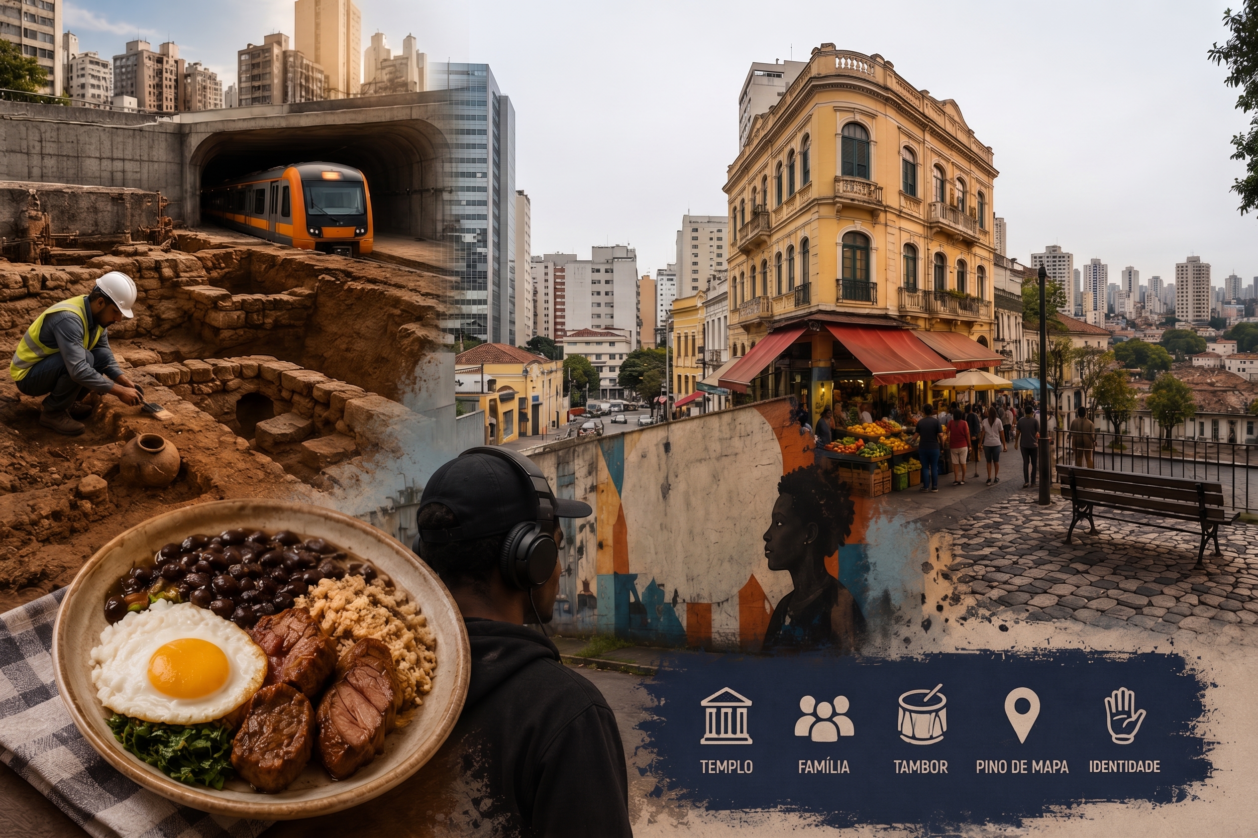 Imagem ilustrativa de alguns exemplos de patrimônio cultural da cidade de São Paulo.